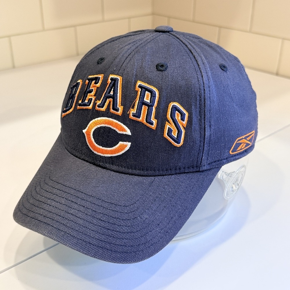 Reebok NFL Chicago Bears Fitted Baseball Cap Hat Navy Orange OSFA Officially